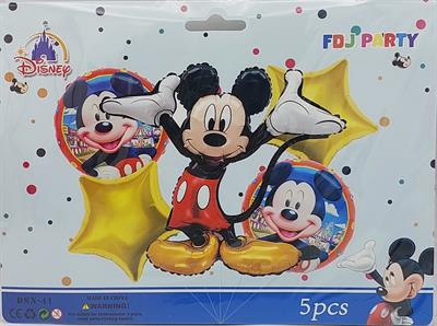 MICKEY MOUSE THEME FOIL BALLOON SET GOLDEN STARS - PACK OF 5 FOIL BALLOONS - MICKEY MOUSE FOIL BALLOONS