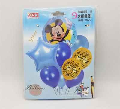 MICKEY MOUSE THEME PARTY BALLOONS SET ( PACK OF 9 FOIL BALLOONS )