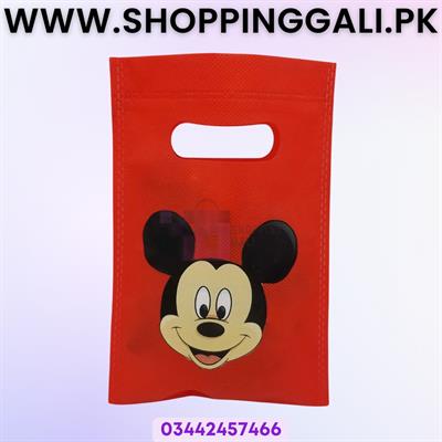 MICKEY MOUSE THEME GOODY BAGS - PACK OF 10 GOODY BAGS - MICKEY MOUSE FABRIC MATERIAL GOODY BAGS