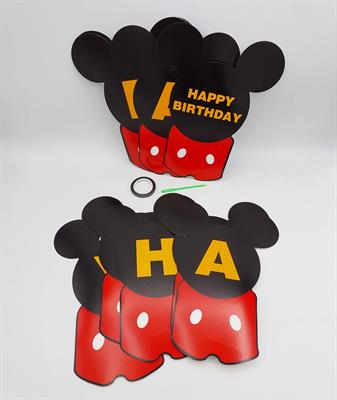 MICKEY MOUSE HAPPY BIRTHDAY WORD BANNER WITH RIBBON LACE DESIGN 2