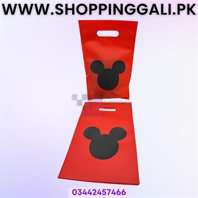 MICKEY MOUSE GOODY BAGS - PACK OF 10 GOODY BAGS - MICKEY MOUSE THEME FABRIC MATERIAL GIFT BAGS