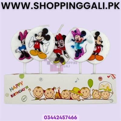 Mickey Mouse Minnie Mouse Candles - Cake Decoration Candles - Multi Colors - Unisex Theme - Pack Of 5 Candles