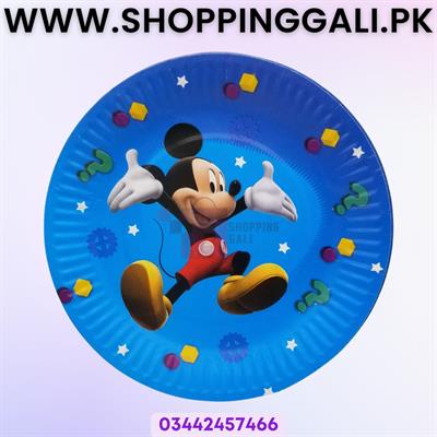 MICKEY MOUSE THEME PAPER PLATES - PACK OF 10 PAPER PLATES - MICKEY MOUSE PLATES