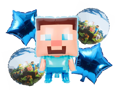 MINECRAFT FOIL BALLOON SET ( PACK OF 5 FOIL BALLOONS )