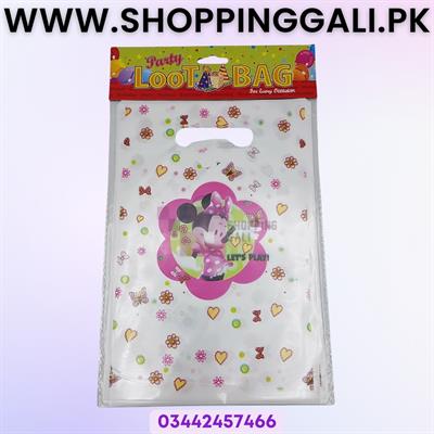 MINNIE MOUSE THEME GOODY BAGS IN WHITE COLOR - PACK OF 10 GOODY BAGS - MINNIE MOUSE GOODY BAGS