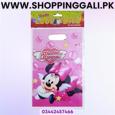 MINNIE MOUSE THEME GOODY BAGS IN PINK COLOR - PACK OF 10 GOODY BAGS - MINNIE MOUSE GOODY BAGS