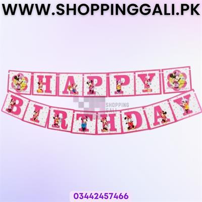 MINNIE MOUSE HAPPY BIRTHDAY WORD BANNER - MINNIE MOUSE THEME BANNER - BIRTHDAY DECORATION ITEMS