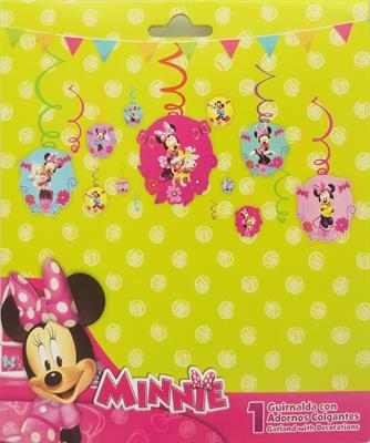 MINNIE MOUSE SPIRALS SET PACK OF 12 STREAMERS AND 6 CUTOUTS