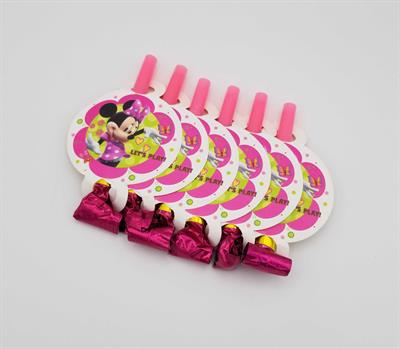 MINNIE MOUSE THEME WHISTLES - PACK OF 6 WHISTLES - MINNIE MOUSE BIRTHDAY PARTY WHISTLES