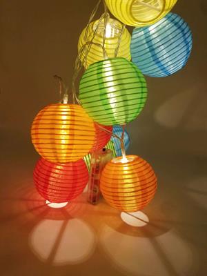 MULTICOLORS PAPER LANTERNS FAIRY LIGHT - 10 PAPER LANTERN LED BALLS FAIRY LIGHT BATTERY OPERATED 