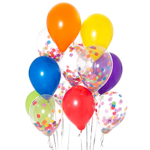 5 MULTICOLORS BALLOON AND 5 CONFETTI FILLED BALLOONS ( PACK OF 10 LATEX BALLOONS )