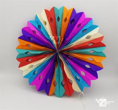 MULTICOLORS PAPER FAN PERFECT FOR PARTY DECORATION ( 13 INCH IN SIZE )