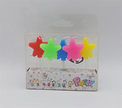 MULTICOLORS STARS CANDLE SET ( PACK OF 5 CANDLES )