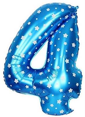 4 NUMBER FOIL BALLOON IN BLUE COLOR ( 16 INCH IN SIZE )