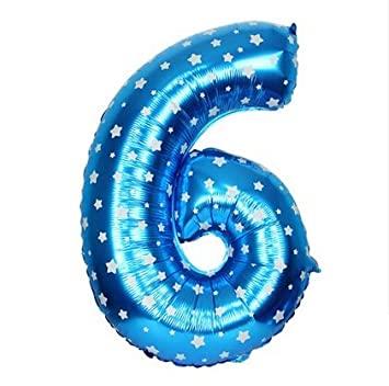 6 NUMBER FOIL BALLOON IN BLUE COLOR ( 16 INCH IN SIZE )