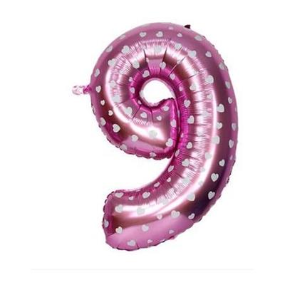 9 NUMBER FOIL BALLOON IN PINK COLOR ( 16 INCH IN SIZE )