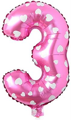 3 NUMBER FOIL BALLOON IN PINK COLOR ( 16 INCH IN SIZE )