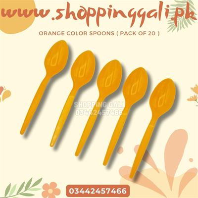 LIGHT ORANGE SPOONS FOR PARTY TABLEWARE ( PACK OF 20 SPOONS )