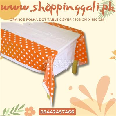 ORANGE POLKA DOT TABLE COVER FOR TABLE DECORATION ( 108 CM X 180 CM )