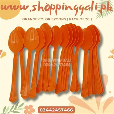 DARK ORANGE SPOONS FOR PARTY TABLEWARE ( PACK OF 20 SPOONS )