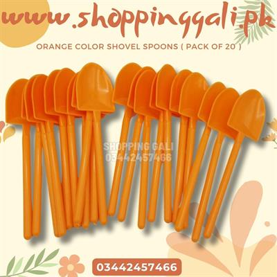 ORANGE COLOR SHOVEL SHAPE SPOONS ( PACK OF 20 SPOONS )