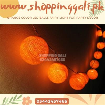 ORANGE LED BALLS FAIRY LIGHT BATTERY OPERATED ( 10 LED BALLS )