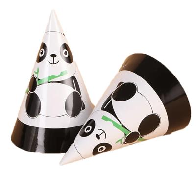 PANDA BIRTHDAY PARTY CAPS ( PACK OF 10 BIRTHDAY CAPS )