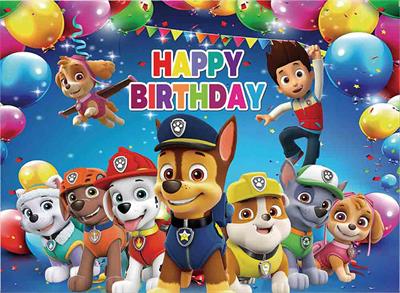 Paw Patrol Theme Banner - 36 Inch By 24 Inch - Birthday Banner - Blue Color - Unisex Theme