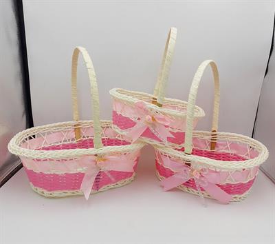 PINK COLOR PLASTIC MATERIAL BASKETS FOR GIFTS ( SET OF 3 )