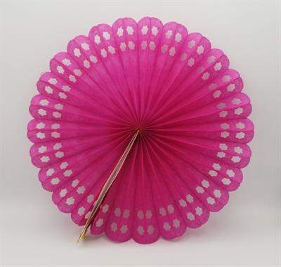 PINK COLOR PAPER FAN PERFECT FOR PARTY DECORATION ( 13 INCH IN SIZE )