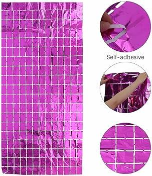 PINK COLOR FOIL FRINGE CURTAINS PARTY DECORATION CURTAINS ( 40 INCH X 80 INCH )