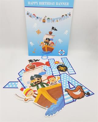 JAKE AND THE NEVER LAND PIRATES HAPPY BIRTHDAY BANNER WITH RIBBON LACE