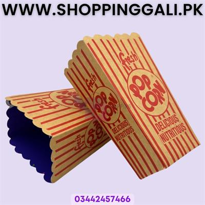 Popcorn Boxes - 5.5 Inch By 3.5 Inch - Khaki Red Lines Popcorn Boxes - Pack Of 20 Popcorn Box