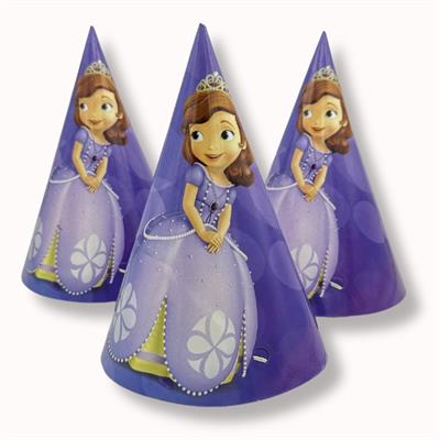 PRINCESS SOFIA THEME BIRTHDAY CAPS LAVENDER - PACK OF 10 BIRTHDAY PARTY CAPS