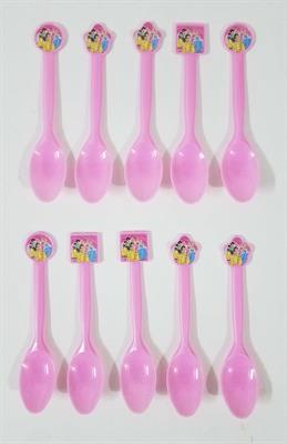 Princess Theme Spoons - 6 Inch Size - Tableware - Pink Color - Pack Of 10 Spoons