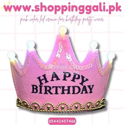 PINK COLOR HAPPY BIRTHDAY LED CROWN FOR BIRTHDAY PARTY WEAR