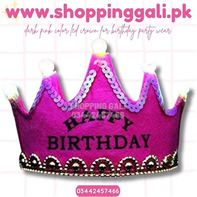 DARK PINK COLOR HAPPY BIRTHDAY LED CROWN FOR BIRTHDAY PARTY WEAR