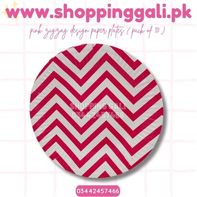 DARK PINK ZIGZAG PAPER PLATES ( PACK OF 10 PAPER PLATES )