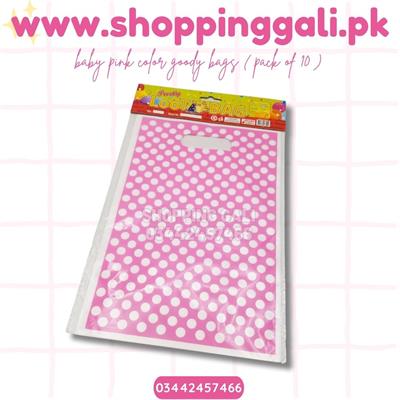 BABY PINK POLKA DOT GOODY BAGS ( PACK OF 10 GIFT BAGS )