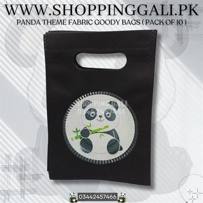 PANDA FABRIC MATERIAL GOODY BAGS ( PACK OF 10 GIFT BAGS )