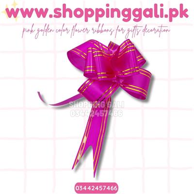 HOTPINK FLOWER RIBBON FOR GIFT WRAPPING AND BASKET WRAPPING 19 INCH ( PACK OF 10 )