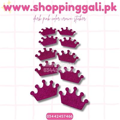 DARK PINK COLOR CROWN STICKERS ( PACK 10 STICKERS )