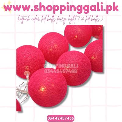 DARK PINK LED BALLS FAIRY LIGHT BATTERY OPERATED ( 10 LED BALLS )