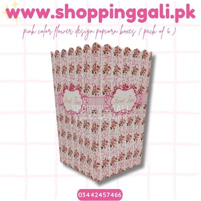 PINK COLOR POPCORN BOXES ( PACK OF 6 BOXES FOR POPCORN )