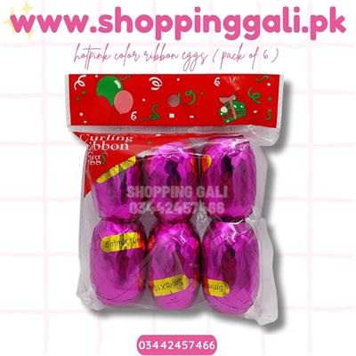 DARK PINK RIBBON EGGS FOR BALLOON DECORATION ( PACK OF 6 CURLING RIBBONS )