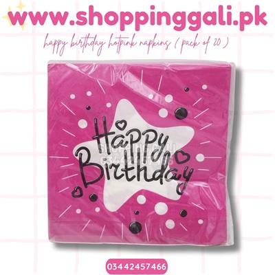 HAPPY BIRTHDAY DARK PINK NAPKINS ( PACK OF 20 TISSUE PAPER )