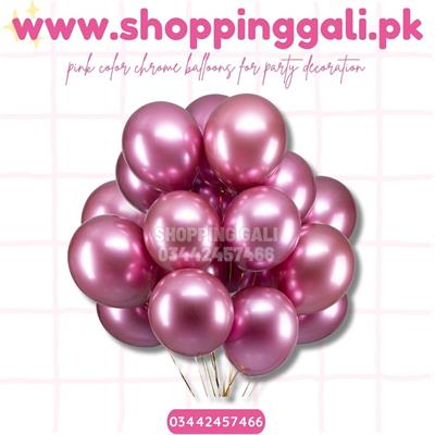 PINK METALLIC CHROME BALLOONS ( PACK OF 10 PINK BALLOONS )