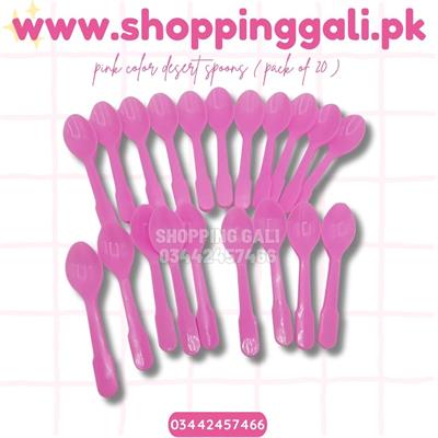 PINK COLOR DESERT SPOONS ( PACK OF 20 SPOONS )