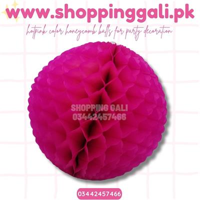 DARK PINK COLOR HONEYCOMB BALLS FOR PARTY DECORATION ( 9.5 INCH IN SIZE )