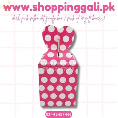 DARK PINK POLKA DOT GOODY BOXES ( PACK OF 10 GIFT BOXES )